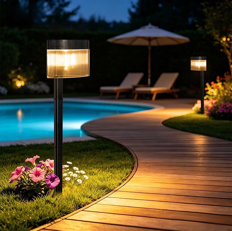 Solar Powered Outdoor Wall Lamp with Radar Motion Sensor, Dual Installation as Wall Mount or Ground Spike, Rechargeable Garden Path Light, Warm White Glow for Patio, Lawn, and Entryway Illumination (White Light, 4PCS)
