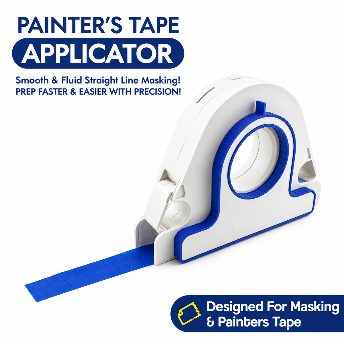 Painters Masking Tape Dispenser Handheld Tape Applicator Tool for Wall Edge Trim Door Frame Window Border Painting Preparation Quick Straight Tape Laying (Grout Tool + 5 Rolls Red Masking Tape)