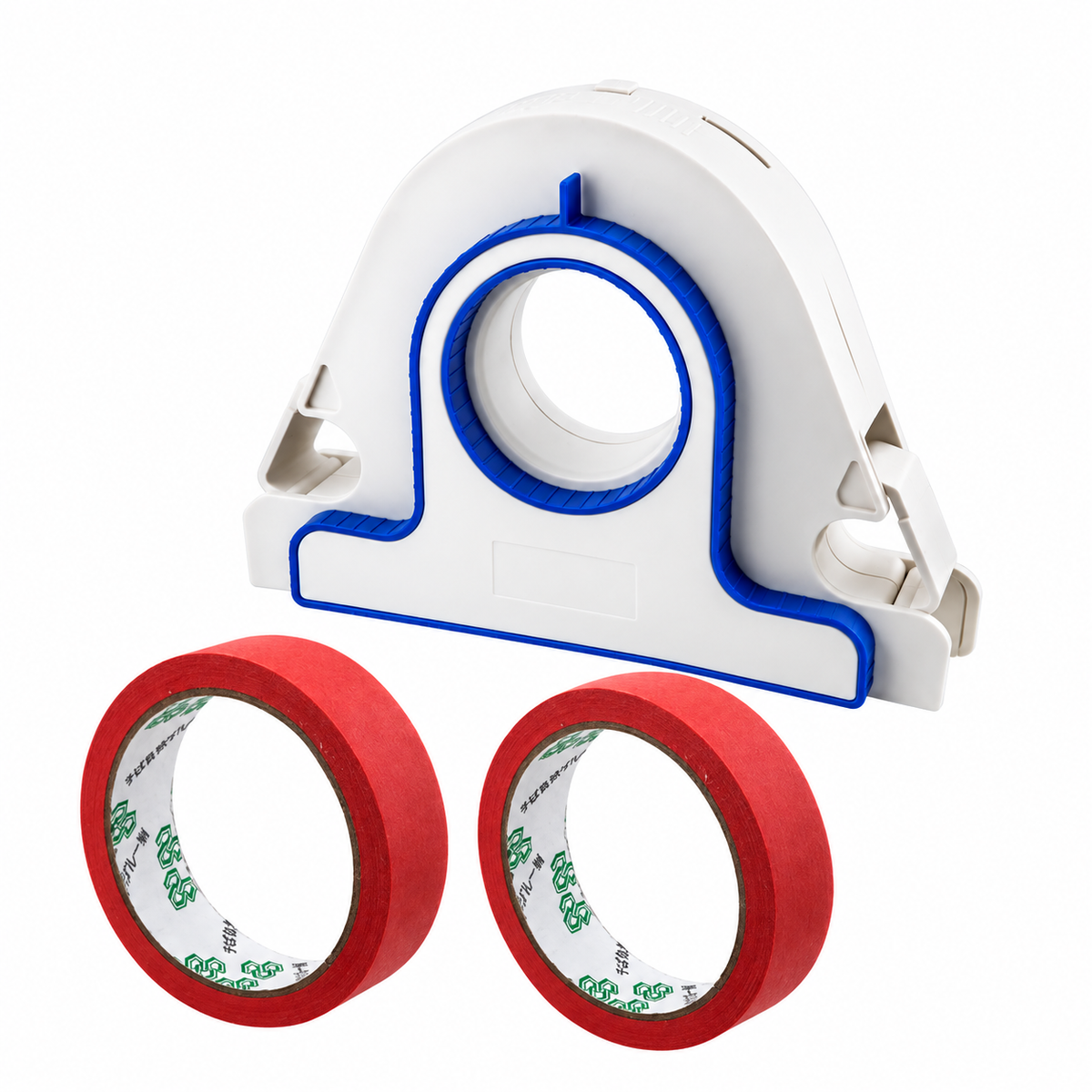 Painters Masking Tape Dispenser Handheld Tape Applicator Tool for Wall Edge Trim Door Frame Window Border Painting Preparation Quick Straight Tape Laying (Grout Tool + 5 Rolls Red Masking Tape)