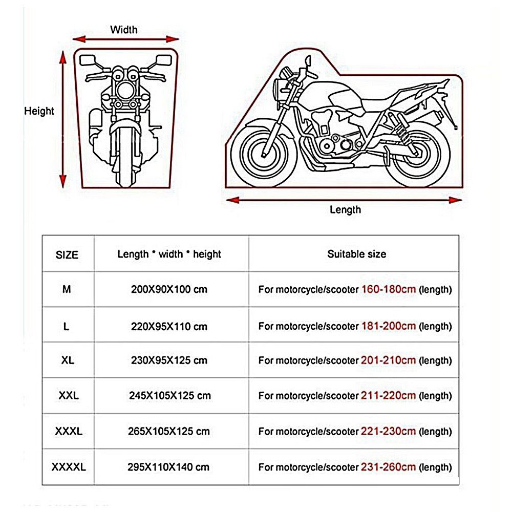 Ultimate All-Weather Motorcycle & Scooter Cover – Heavy-Duty 420D Oxford Waterproof Protection with Reflective Strips, Anti-Theft Lock Holes, Windproof Buckles, and Convenient Carry Bag for Year-Round Outdoor Parking (2XL)
