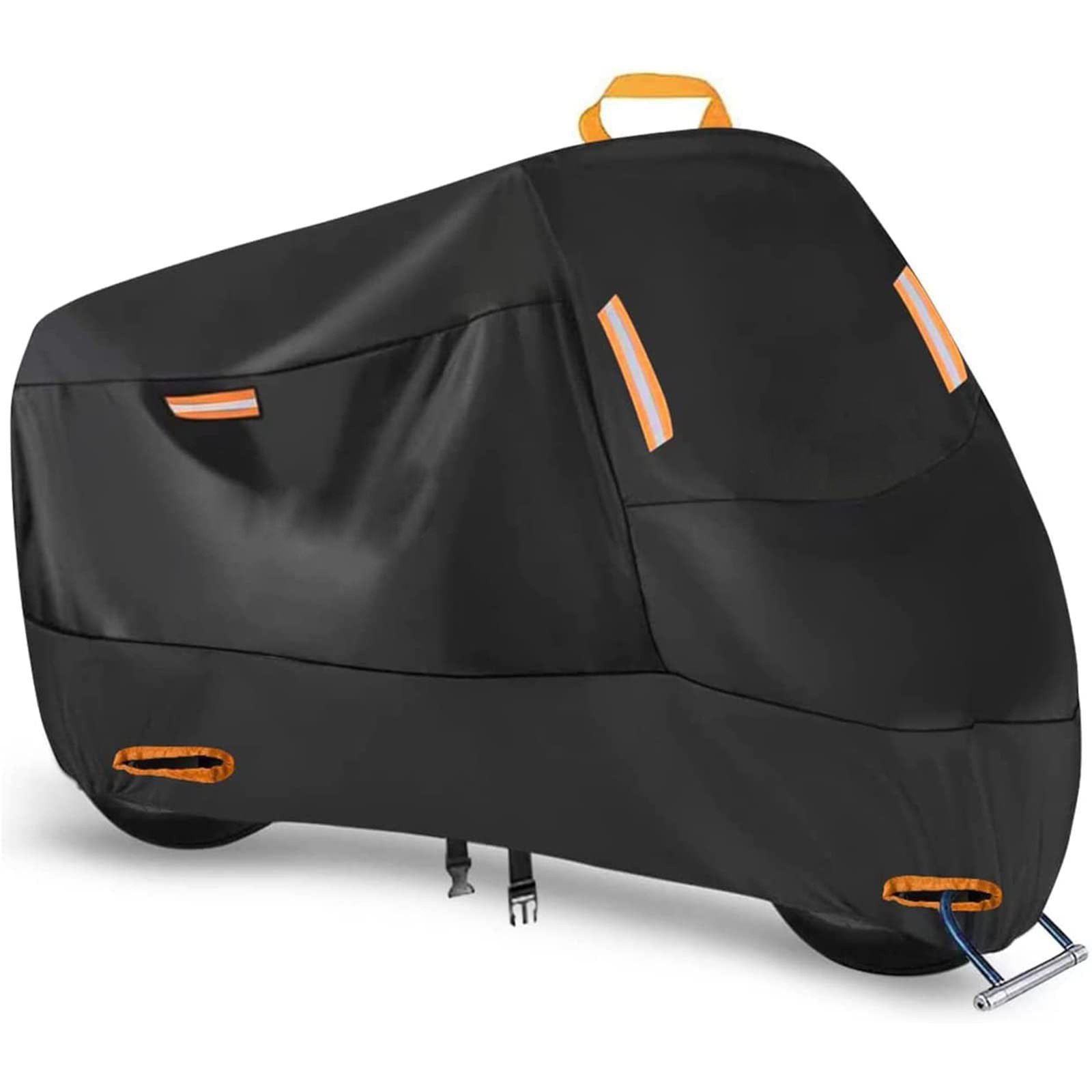 Ultimate All-Weather Motorcycle & Scooter Cover – Heavy-Duty 420D Oxford Waterproof Protection with Reflective Strips, Anti-Theft Lock Holes, Windproof Buckles, and Convenient Carry Bag for Year-Round Outdoor Parking (M)