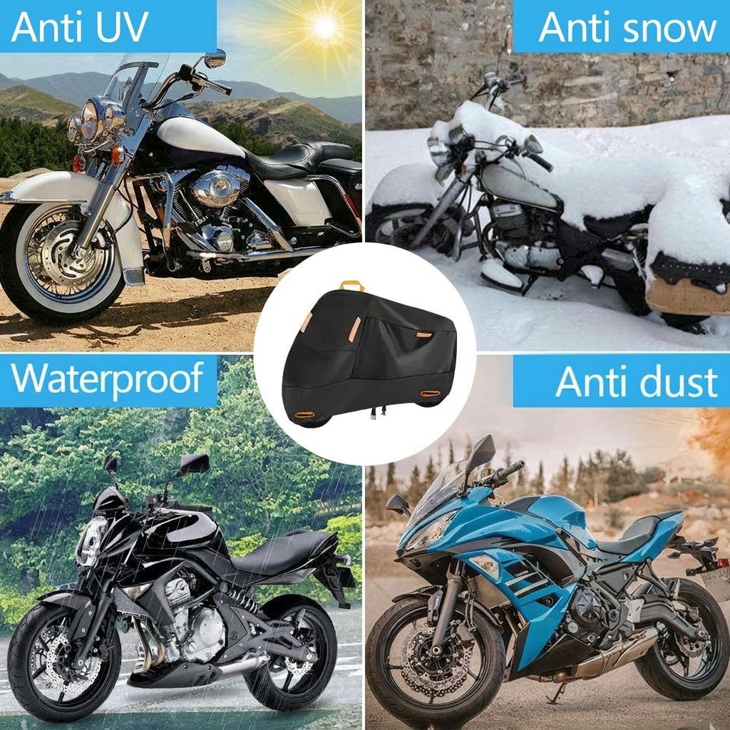 Ultimate All-Weather Motorcycle & Scooter Cover – Heavy-Duty 420D Oxford Waterproof Protection with Reflective Strips, Anti-Theft Lock Holes, Windproof Buckles, and Convenient Carry Bag for Year-Round Outdoor Parking (M)