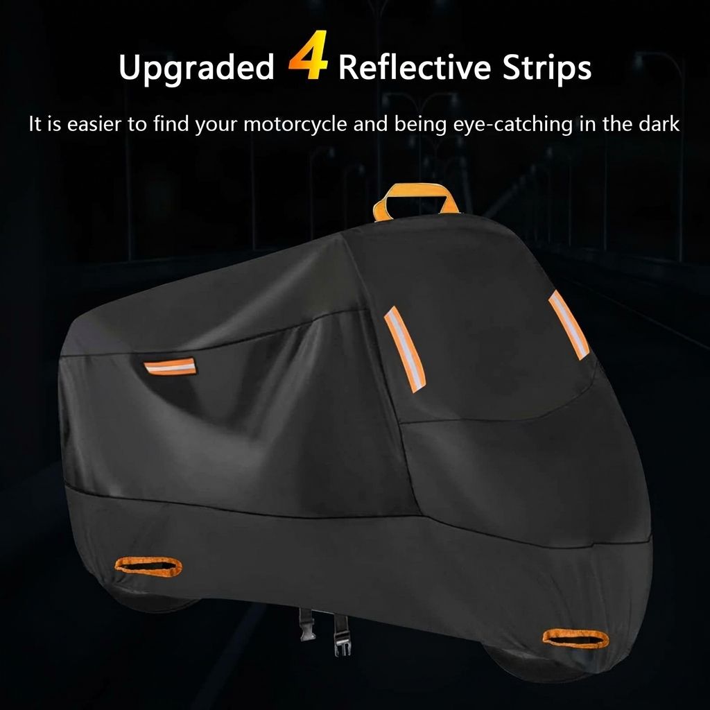 Ultimate All-Weather Motorcycle & Scooter Cover – Heavy-Duty 420D Oxford Waterproof Protection with Reflective Strips, Anti-Theft Lock Holes, Windproof Buckles, and Convenient Carry Bag for Year-Round Outdoor Parking (XL)