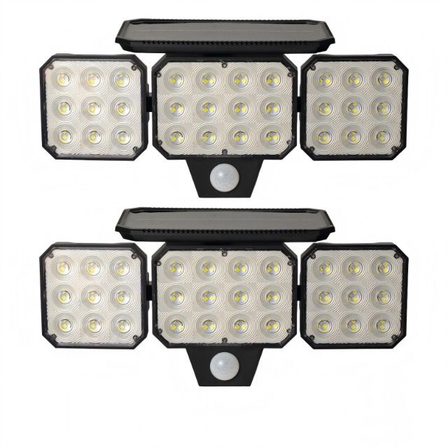 120-LED Solar Motion Sensor Outdoor Wall Light, 3 Adjustable Heads with 270° Coverage, 800 Lumens Super Bright, 3 Modes Security Lighting for Garage, Yard, Pathway and Fence (1PCS)