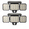 120-LED Solar Motion Sensor Outdoor Wall Light, 3 Adjustable Heads with 270° Coverage, 800 Lumens Super Bright, 3 Modes Security Lighting for Garage, Yard, Pathway and Fence (2PCS)