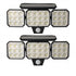 120-LED Solar Motion Sensor Outdoor Wall Light, 3 Adjustable Heads with 270° Coverage, 800 Lumens Super Bright, 3 Modes Security Lighting for Garage, Yard, Pathway and Fence (2PCS)