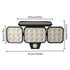 120-LED Solar Motion Sensor Outdoor Wall Light, 3 Adjustable Heads with 270° Coverage, 800 Lumens Super Bright, 3 Modes Security Lighting for Garage, Yard, Pathway and Fence (2PCS)