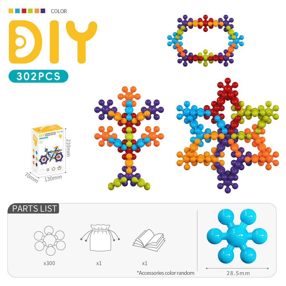 3D Plum Blossom Building Blocks for Kids – DIY Creative Puzzle Toy for Ages 3+ with 112, 302, or 902 Pieces, Safe Plastic, Reusable Storage Bag, and Idea Guide for Endless Fun (112PCS)