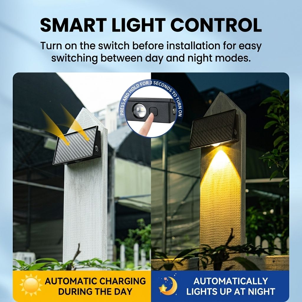 Solar Powered Triple-Sided Wall Light, 10-Pack Cool White, 5 Modes, Dusk-to-Dawn