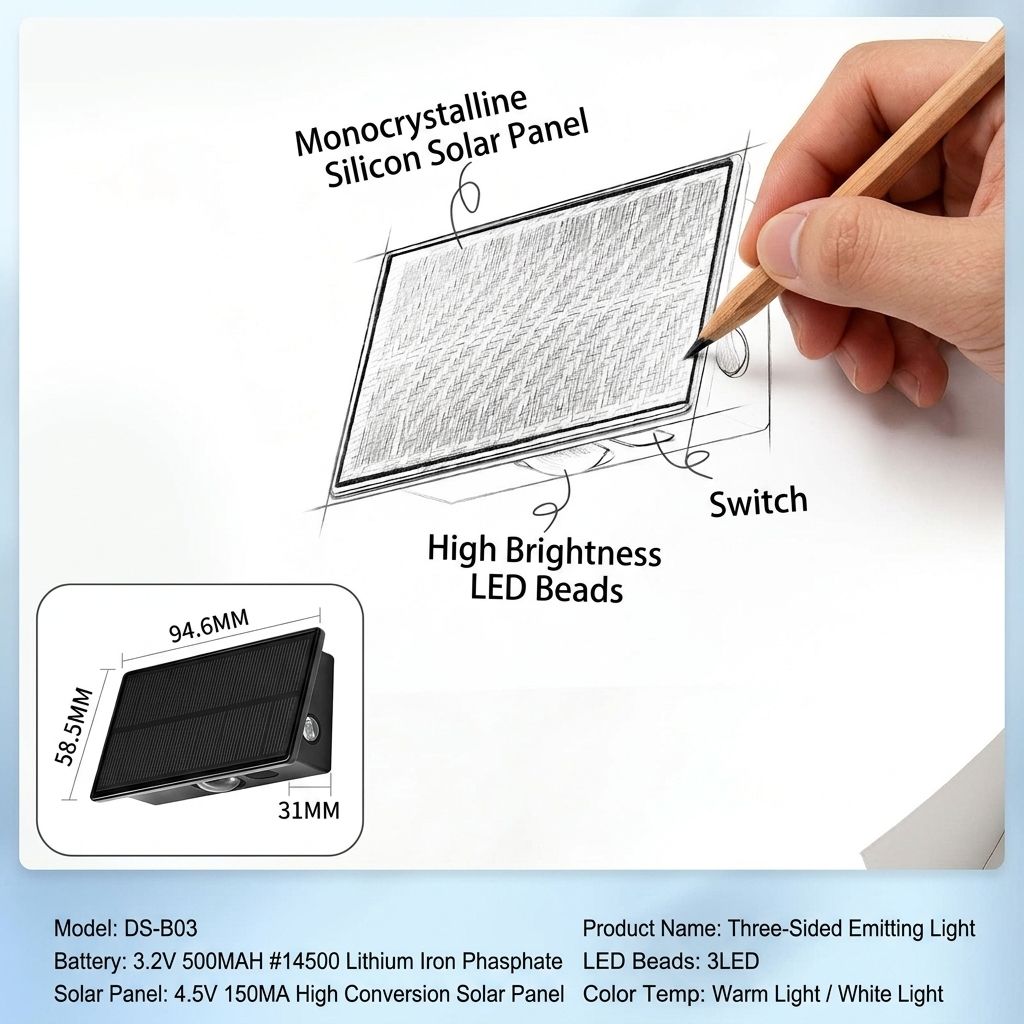 Solar Powered Triple-Sided Wall Light, 10-Pack Warm White, 5 Modes, Dusk-to-Dawn