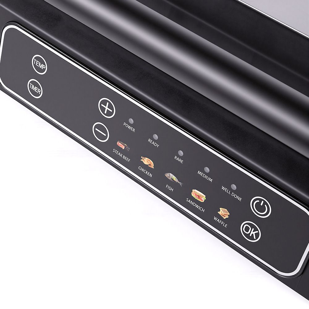 Two-in-One Electric Grill and Sandwich Maker with Interchangeable Non-Stick Plates, 180-Degree Flip-Open Design for Steaks, Paninis, Waffles, and Breakfast Favorites in Home Kitchens (Black)