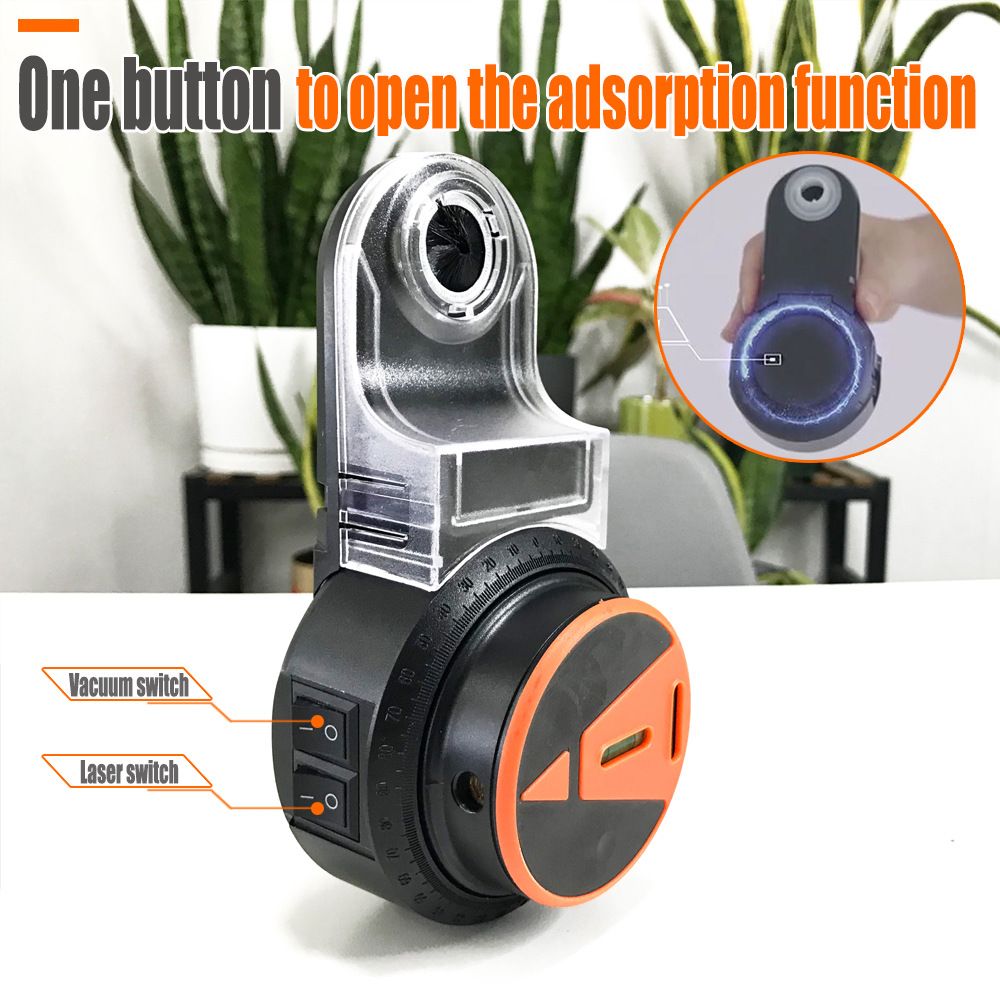 Multifunctional Laser Level with Dust Collection for Drilling, 360° Adjustable Suction Mount Base, Ideal for Picture Hanging, Tile Layout, Wall and Ceiling Installation, DIY Home Improvement Projects (Black)