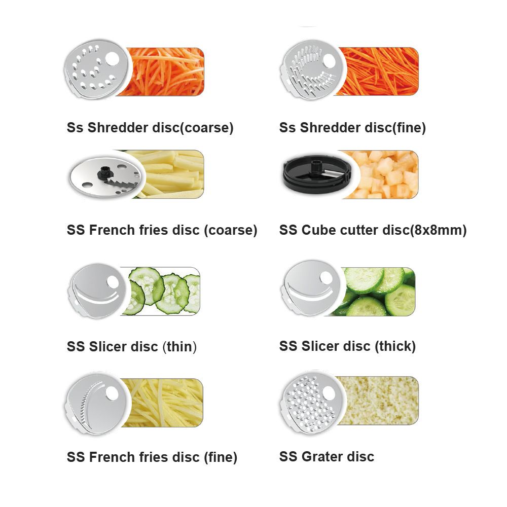 8-in-1 Electric Vegetable Chopper with 700W Motor, Multi-Function Food Processor for Slicing, Shredding, Dicing, Grating, and French Fry Cutting in Home Kitchens (DarkGrey)