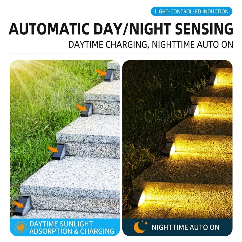 Solar Powered Triangle Step Light with Monocrystalline Silicon Panel, Auto On at Dusk, IP65 Waterproof for Outdoor Stairs, Pathways, Patios, and Garden Steps – Choose Cool White 6000K or Warm Yellow 3000K for Safe Nighttime Illumination (12PCS, Warm White