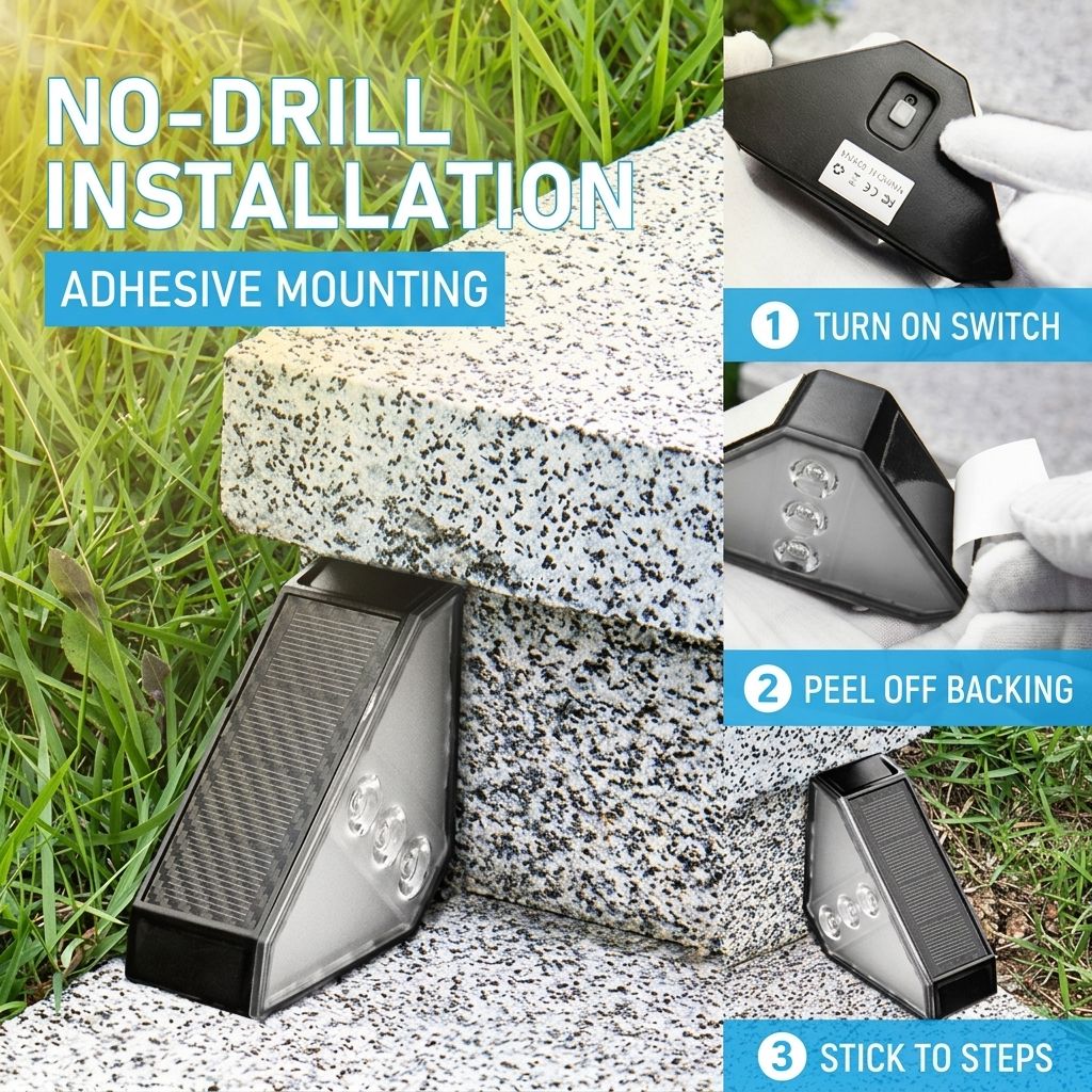 Solar Powered Triangle Step Light with Monocrystalline Silicon Panel, Auto On at Dusk, IP65 Waterproof for Outdoor Stairs, Pathways, Patios, and Garden Steps – Choose Cool White 6000K or Warm Yellow 3000K for Safe Nighttime Illumination (6PCS, Cool White
