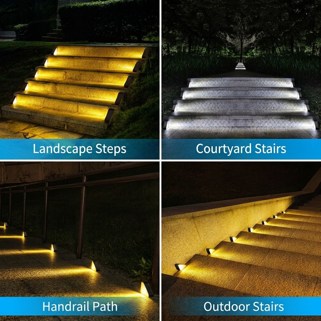 Solar Powered Triangle Step Light with Monocrystalline Silicon Panel, Auto On at Dusk, IP65 Waterproof for Outdoor Stairs, Pathways, Patios, and Garden Steps – Choose Cool White 6000K or Warm Yellow 3000K for Safe Nighttime Illumination (6PCS, Cool White