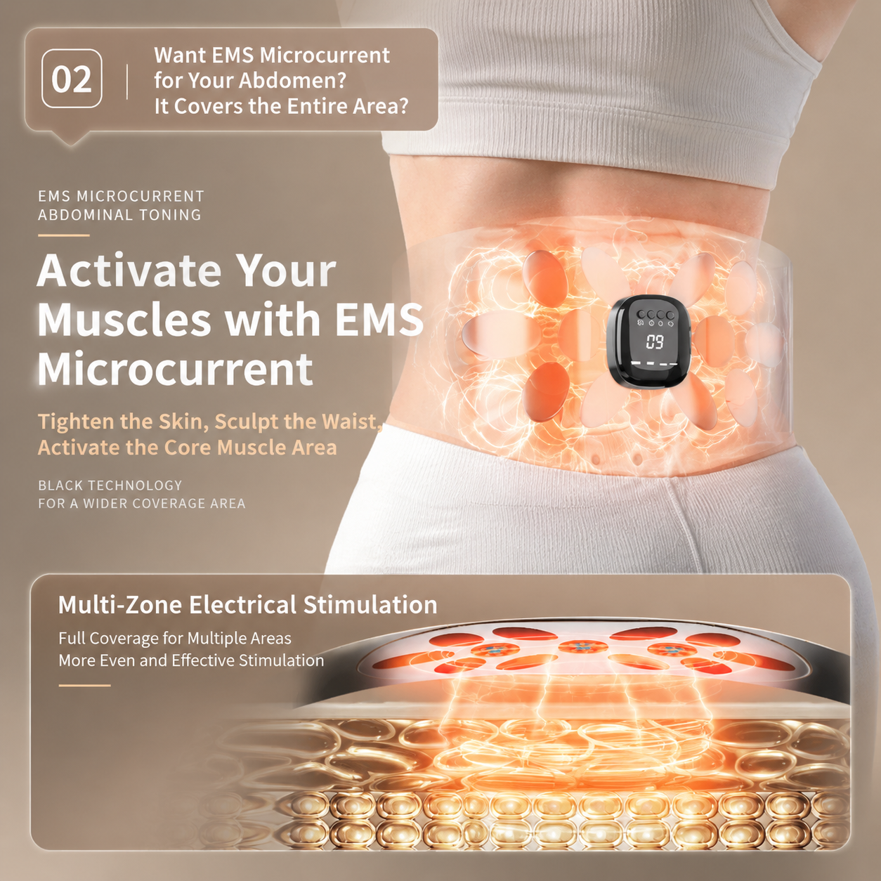 EMS Red Light Pulse Massage Belt with Heat, Portable Wearable Muscle Stimulator for Waist, Arm and Leg Relaxation at Office, Home and Gym (Pulse belt（Free extension strap）)