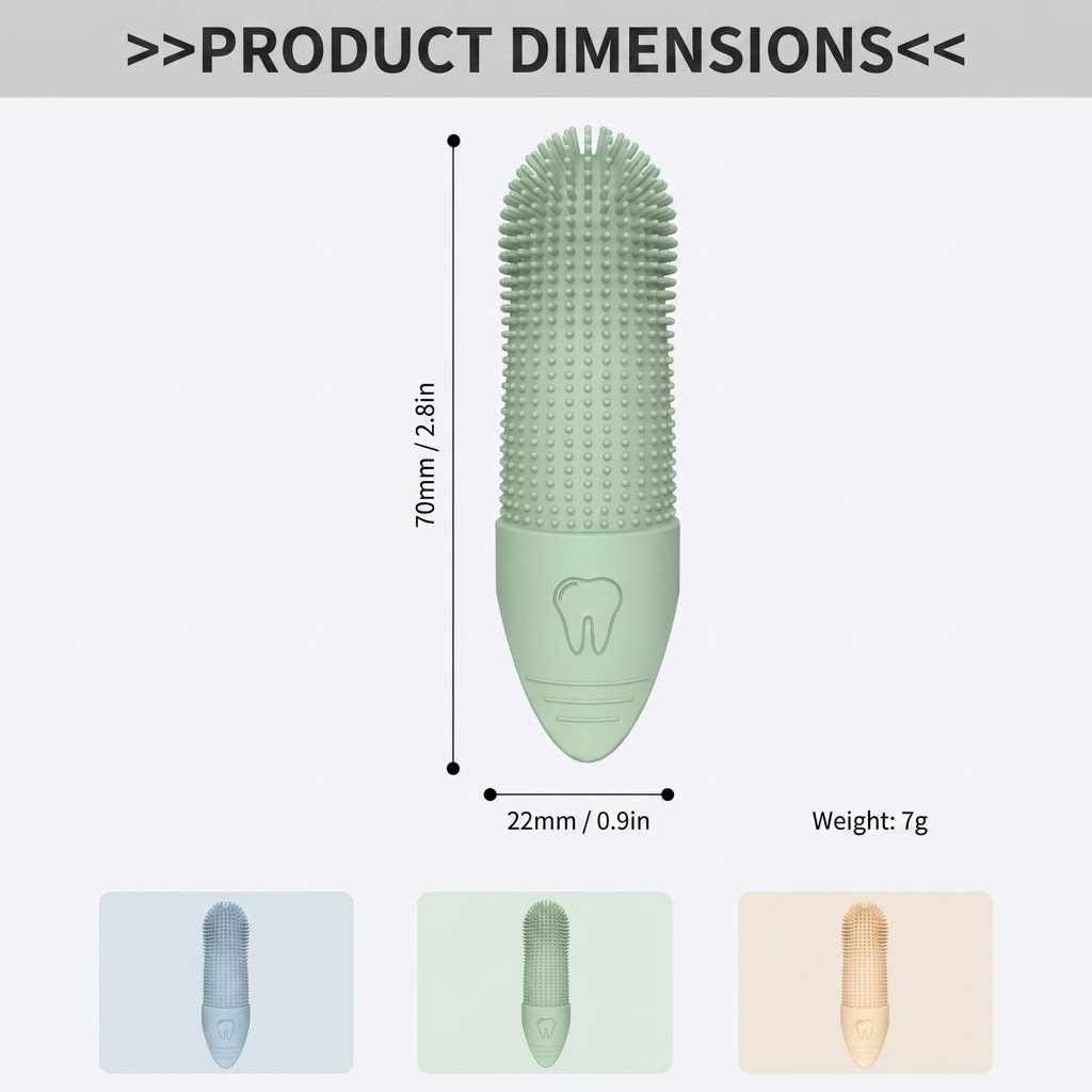 Gentle Silicone Finger Toothbrush for Cats and Dogs – Reusable, Soft 360° Bristle Design for Daily Plaque and Tartar Removal, Comfortable Pet Dental Care at Home (Yellow)