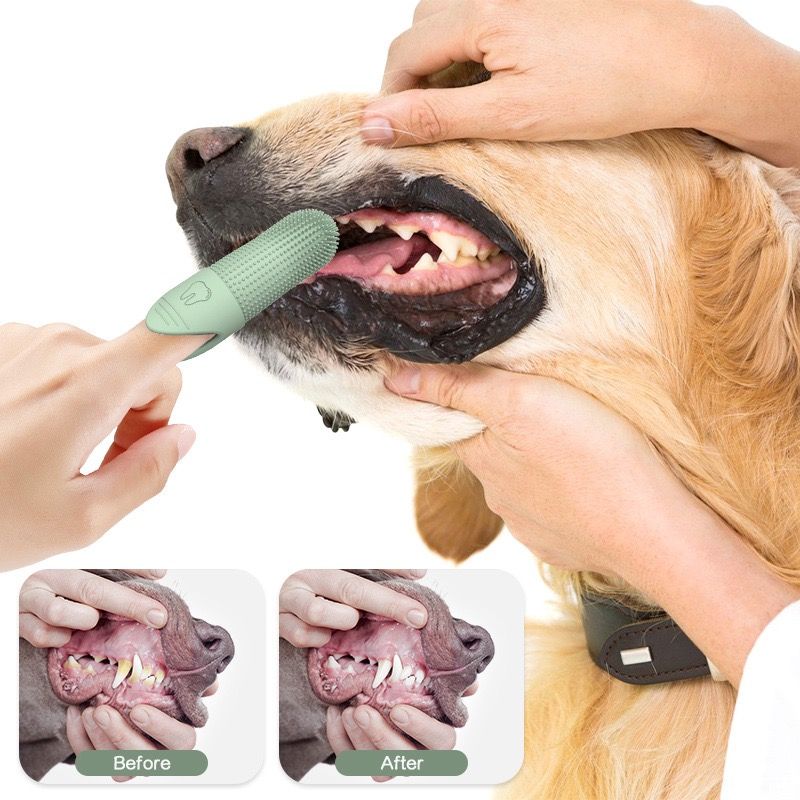 Gentle Silicone Finger Toothbrush for Cats and Dogs – Reusable, Soft 360° Bristle Design for Daily Plaque and Tartar Removal, Comfortable Pet Dental Care at Home (Yellow)