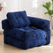 Foldable Corduroy Sofa Bed with Quilted Buttons and Pillow, Convertible Lounger for Reading, Gaming, Napping, and Relaxing at Home (RoyalBlue)