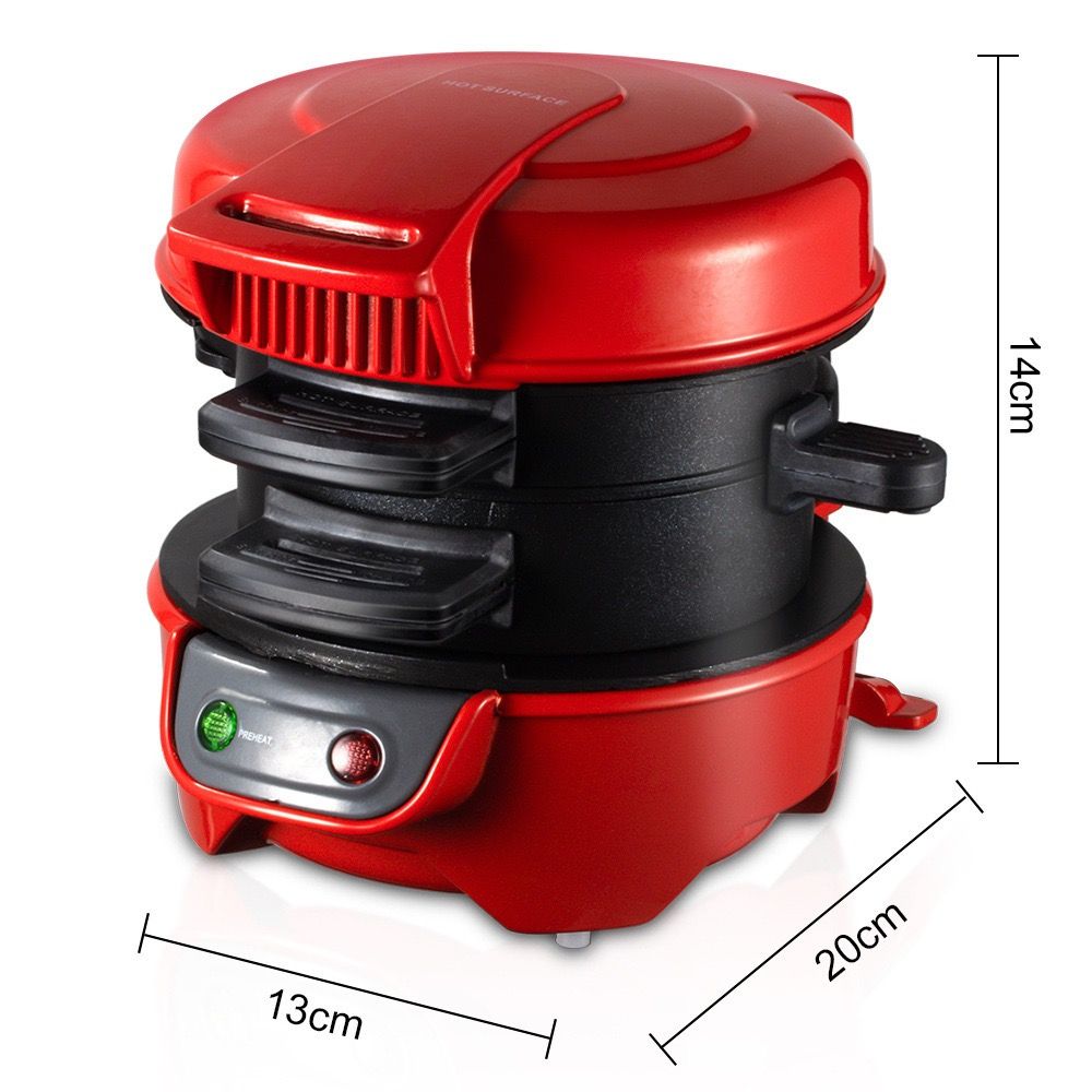 Electric Burger & Sandwich Maker for Home, Non-Stick Dual Heating Plates, Quick Breakfast Grill for Ham, Egg, and Toast, Compact Lightweight Design for Easy Everyday Meals (Orange)