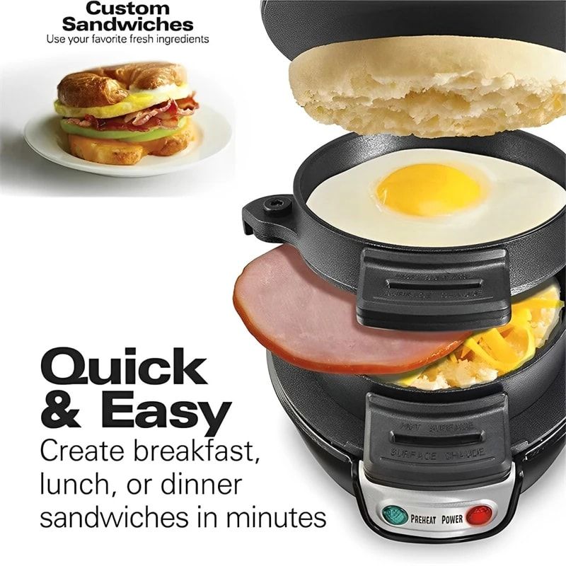 Electric Burger & Sandwich Maker for Home, Non-Stick Dual Heating Plates, Quick Breakfast Grill for Ham, Egg, and Toast, Compact Lightweight Design for Easy Everyday Meals (Orange)