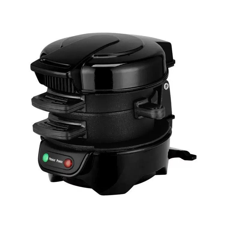 Electric Burger & Sandwich Maker for Home, Non-Stick Dual Heating Plates, Quick Breakfast Grill for Ham, Egg, and Toast, Compact Lightweight Design for Easy Everyday Meals (Orange)