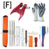 Chainsaw Chain Sharpening Kit with Roll-Up Pouch, Round Files, Flat File, Depth Gauge, Guide and Cleaning Tool for Outdoor Logging and Home Chainsaw Maintenance (F)
