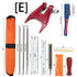 Chainsaw Chain Sharpening Kit with Roll-Up Pouch, Round Files, Flat File, Depth Gauge, Guide and Cleaning Tool for Outdoor Logging and Home Chainsaw Maintenance (F)