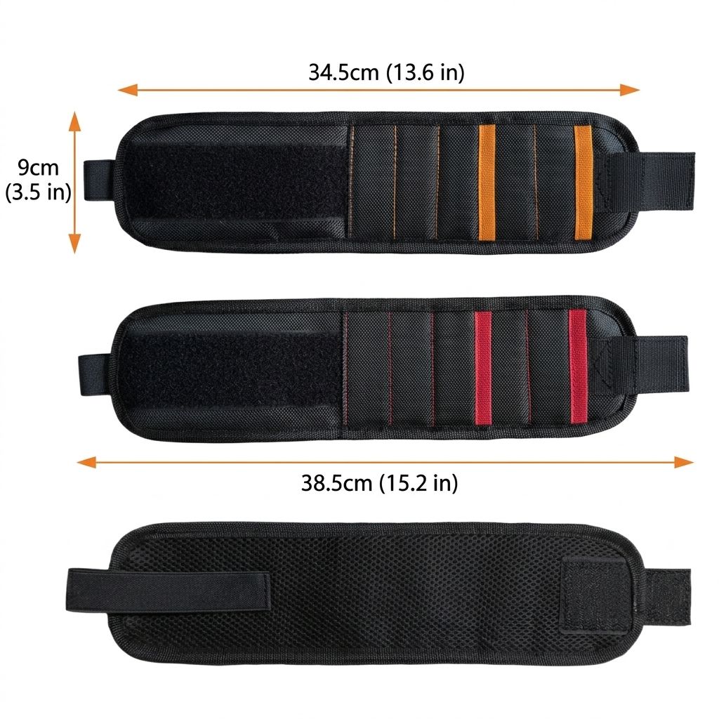 Magnetic Tool Wristband with 15 Strong Magnets and Storage Pocket – Hands-Free Screw, Nut, and Bit Holder for Home Improvement, Carpentry, Auto Repair, and DIY Projects, Adjustable Oxford Fabric Strap (Orange, 1PCS)
