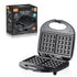 Non-Stick Dual-Sided Waffle Maker with Portable Handle, Compact Design for Effortless Homemade Breakfasts, Easy-Clean Coated Plates, and Quick Even Heating for Crispy Golden Waffles Every Time (Black)
