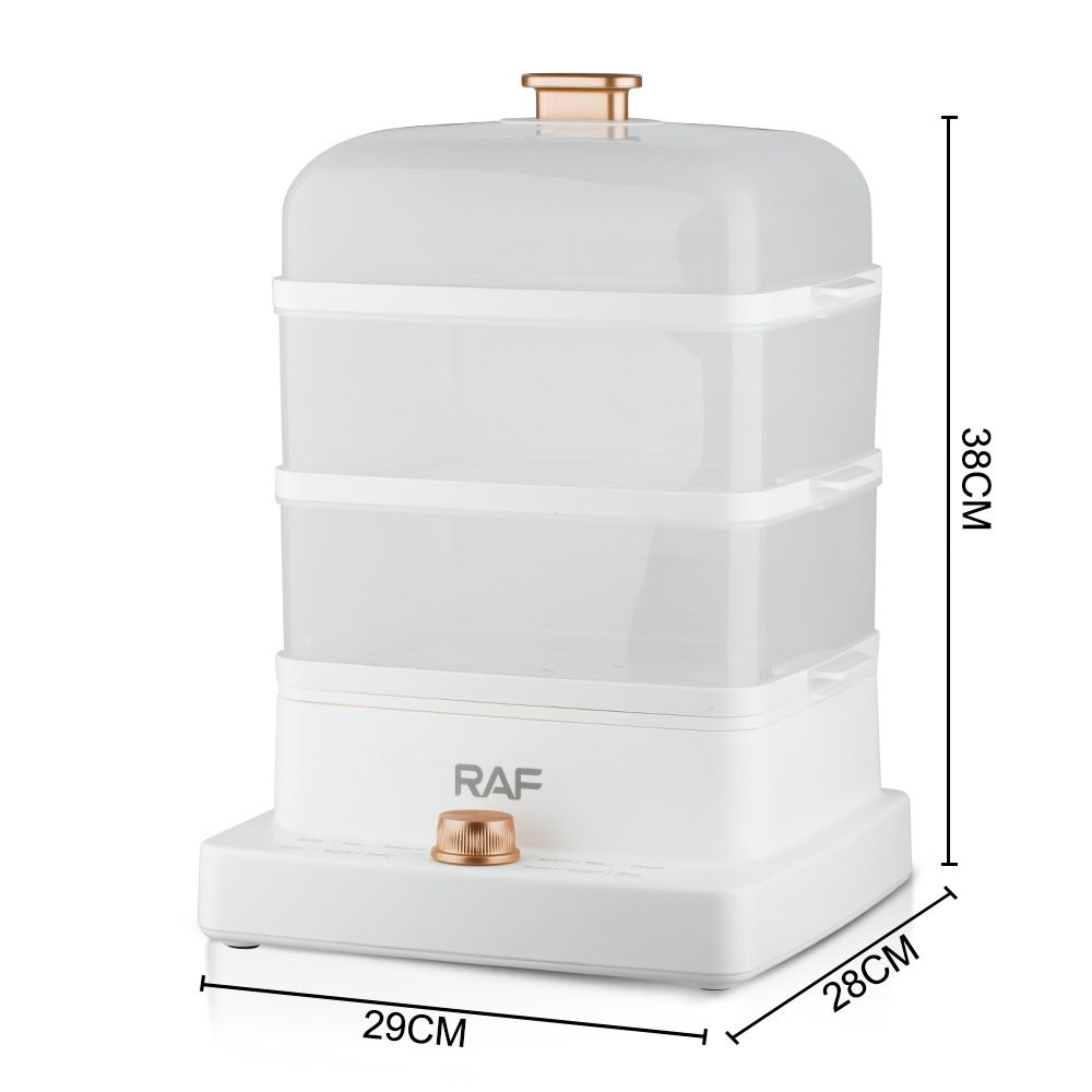 Three-Tier Electric Food Steamer with 12L Capacity, 1200W Fast Heating, Transparent Baskets for Simultaneous Cooking of Seafood, Meat, Vegetables, Dumplings and Desserts in Home Kitchens (White)