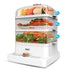Three-Tier Electric Food Steamer with 12L Capacity, 1200W Fast Heating, Transparent Baskets for Simultaneous Cooking of Seafood, Meat, Vegetables, Dumplings and Desserts in Home Kitchens (White)