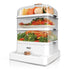 Three-Tier Electric Food Steamer with 12L Capacity, 1200W Fast Heating, Transparent Baskets for Simultaneous Cooking of Seafood, Meat, Vegetables, Dumplings and Desserts in Home Kitchens (White)
