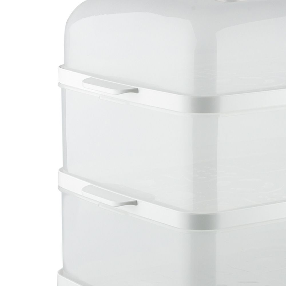 Three-Tier Electric Food Steamer with 12L Capacity, 1200W Fast Heating, Transparent Baskets for Simultaneous Cooking of Seafood, Meat, Vegetables, Dumplings and Desserts in Home Kitchens (White)