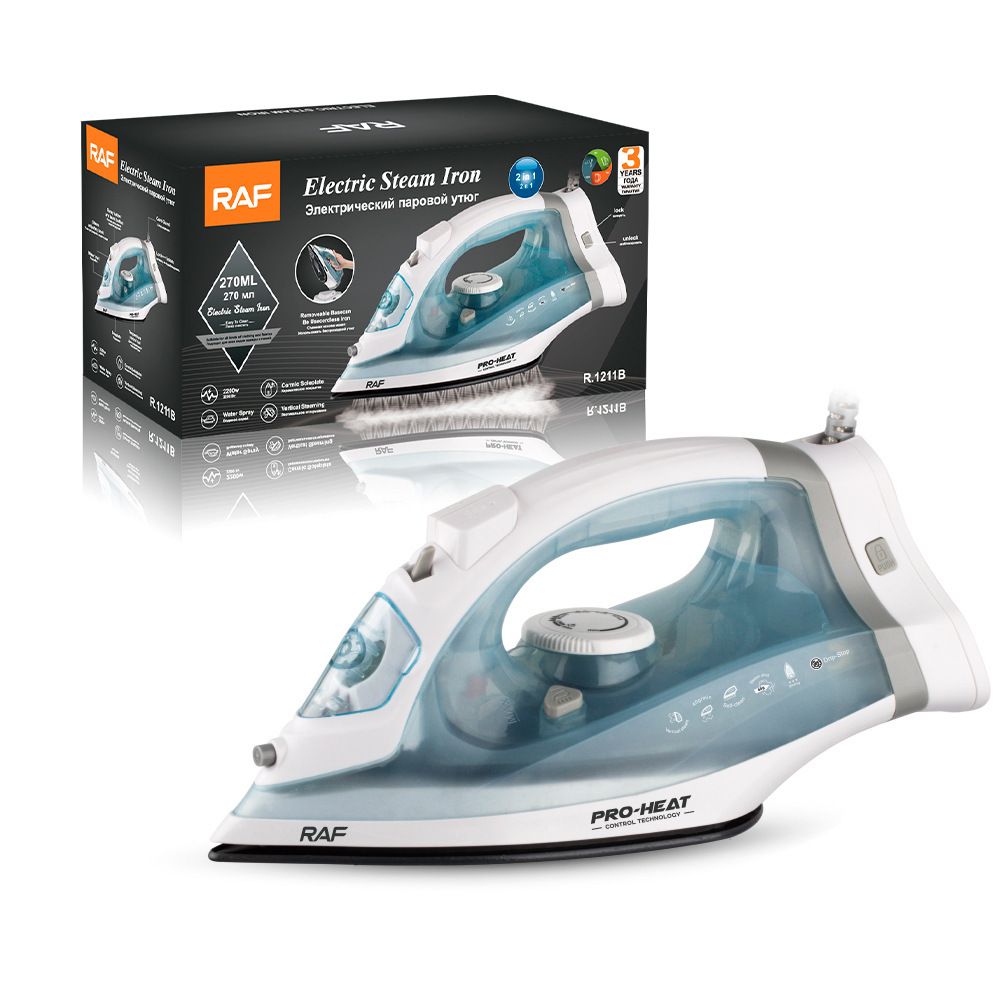 2-in-1 Corded and Cordless Steam Iron with Ceramic Soleplate, 2200W Powerful Handheld Garment Steamer for Horizontal Ironing and Vertical Garment Steaming, Ideal for Home and Small Clothing Business Use (Cyan)