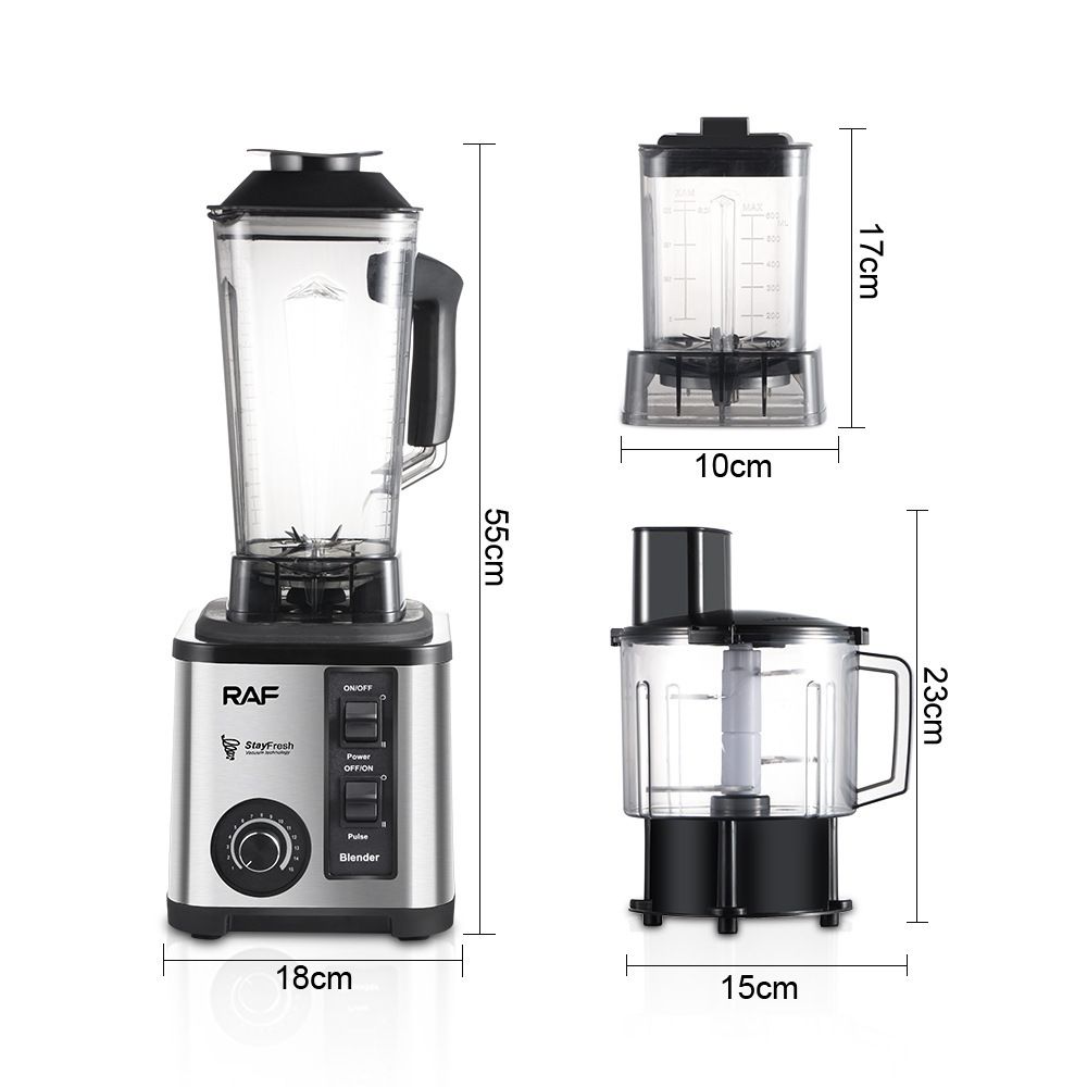 3-in-1 Multifunctional Electric Blender with Stainless Steel Body and Three Interchangeable Jars for Juicing, Grinding, and Food Prep in the Home Kitchen (Silver)