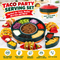 360° Rotating Taco Party Serving Set with 33oz Chocolate Fondue Warmer, Multi-Compartment Condiment Tray and Taco Holder for Family Gatherings, Game Nights and Outdoor Picnics. (Orange base, Green tray, Red lid)