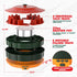 360° Rotating Taco Party Serving Set with 33oz Chocolate Fondue Warmer, Multi-Compartment Condiment Tray and Taco Holder for Family Gatherings, Game Nights and Outdoor Picnics. (Orange base, Green tray, Red lid)