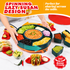 360° Rotating Taco Party Serving Set with 33oz Chocolate Fondue Warmer, Multi-Compartment Condiment Tray and Taco Holder for Family Gatherings, Game Nights and Outdoor Picnics. (Orange base, Green tray, Red lid)