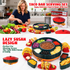 360° Rotating Taco Party Serving Set with 33oz Chocolate Fondue Warmer, Multi-Compartment Condiment Tray and Taco Holder for Family Gatherings, Game Nights and Outdoor Picnics. (Orange base, Green tray, Red lid)