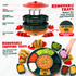 360° Rotating Taco Party Serving Set with 33oz Chocolate Fondue Warmer, Multi-Compartment Condiment Tray and Taco Holder for Family Gatherings, Game Nights and Outdoor Picnics. (Orange base, Green tray, Red lid)