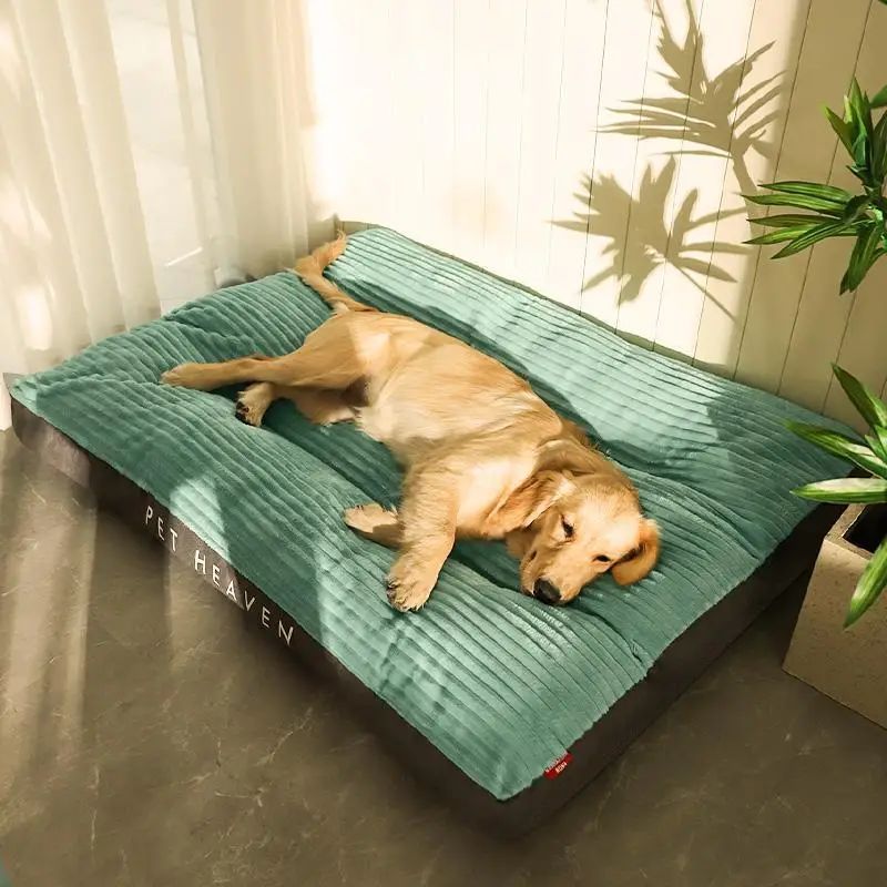 Luxuriously Soft and Thick Pet Sleeping Mat, Perfect Four-Season Floor Bed for Dogs and Cats, Removable Washable Cover with Waterproof Non-Slip Base, Ideal for Light Sleepers and All Breeds (3XL,Green)