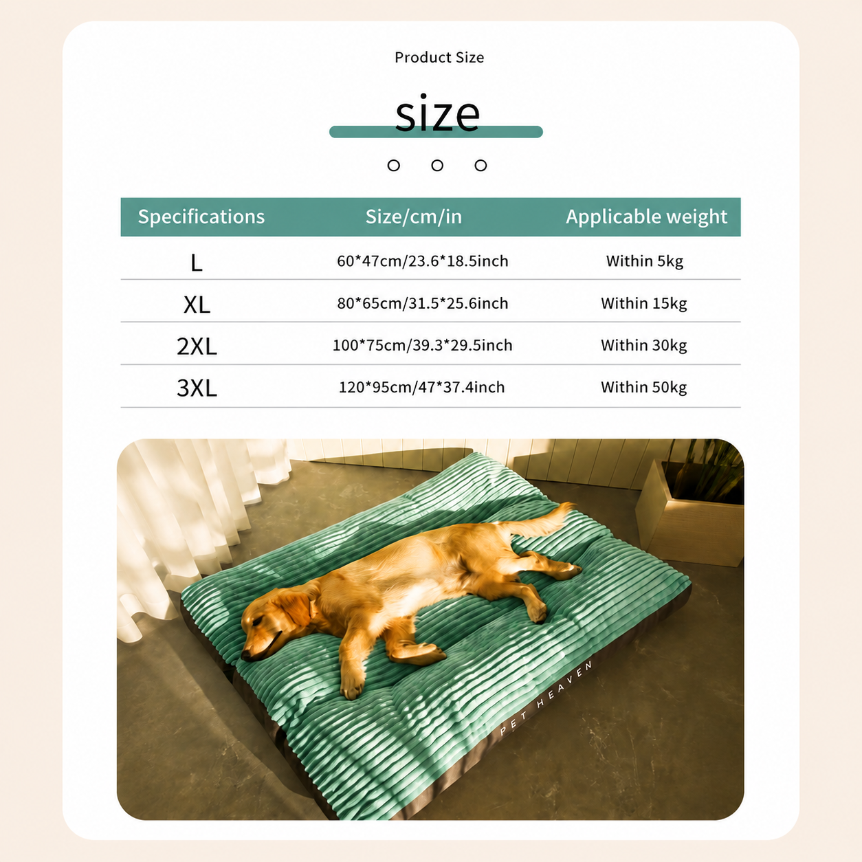 Luxuriously Soft and Thick Pet Sleeping Mat, Perfect Four-Season Floor Bed for Dogs and Cats, Removable Washable Cover with Waterproof Non-Slip Base, Ideal for Light Sleepers and All Breeds (3XL,Green)