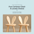 Cute Bunny Ear Solid Wood Stool for Kids, Natural Finish Children's Chair for Living Room Playroom Bedroom, Decorative Nursery Furniture (Natural)