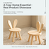 Cute Bunny Ear Solid Wood Stool for Kids, Natural Finish Children's Chair for Living Room Playroom Bedroom, Decorative Nursery Furniture (Natural)