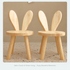 Cute Bunny Ear Solid Wood Stool for Kids, Natural Finish Children's Chair for Living Room Playroom Bedroom, Decorative Nursery Furniture (Natural)