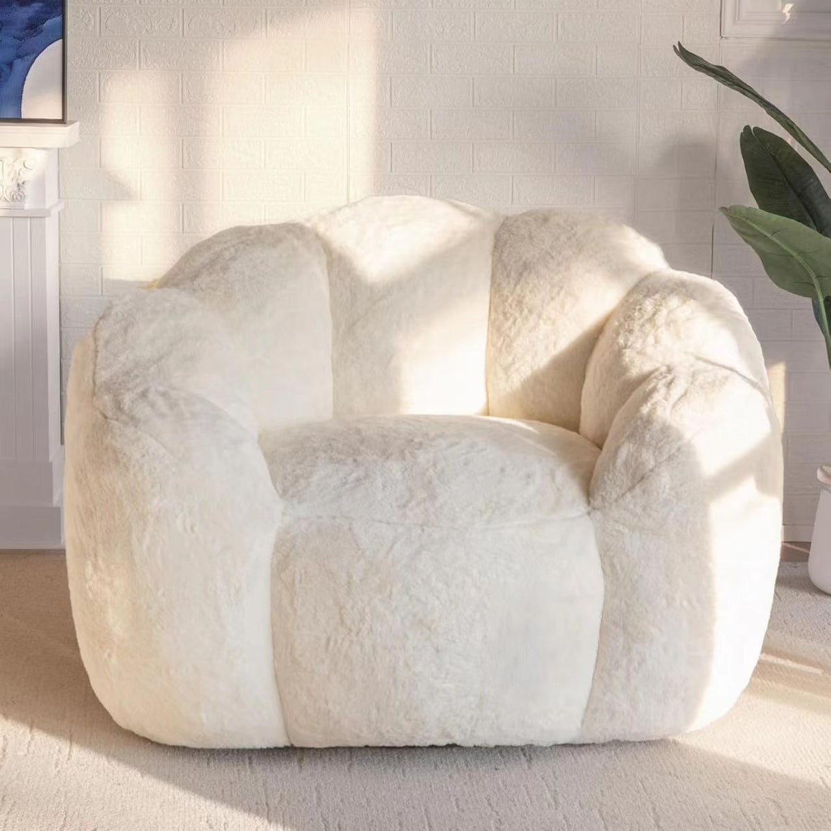 Cozy Bean Bag Sofa with Soft Corduroy Cover and High-Density Foam Filling for Living Room Bedroom Balcony Relaxation (Grey)