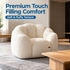 Cozy Bean Bag Sofa with Soft Corduroy Cover and High-Density Foam Filling for Living Room Bedroom Balcony Relaxation (White)