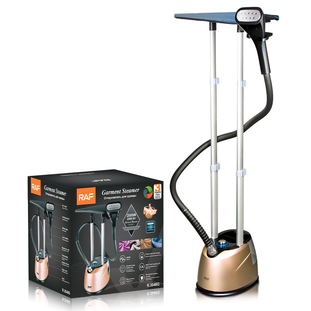 Standing Garment Steamer with Dual Support Poles, 2000W Powerful Steam, 2.2L Water Tank, Adjustable Height and Fabric Settings for Home and Small Boutique Use (RoseGold)